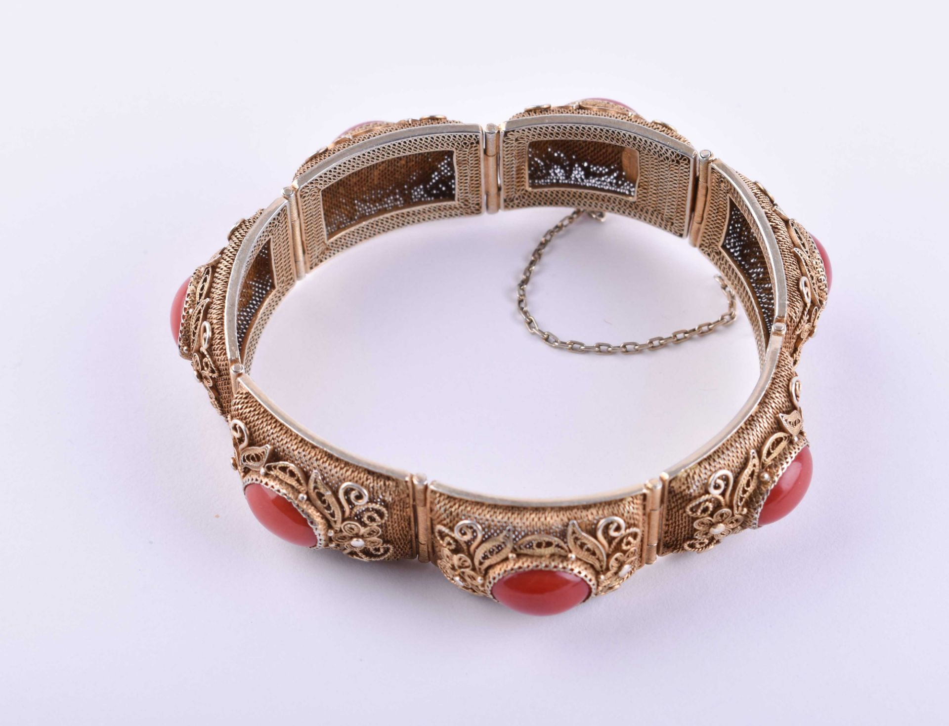 filigranes Silberarmband mit Korallen  - Bild 3 aus 6