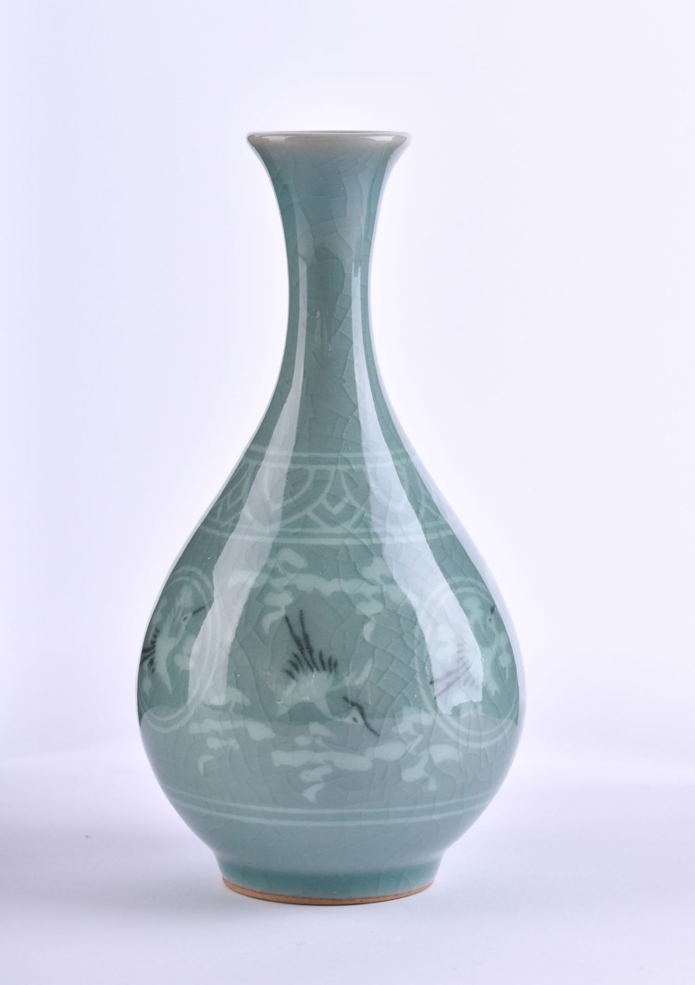 Koreanische Seladon-Vase mit Kranichen