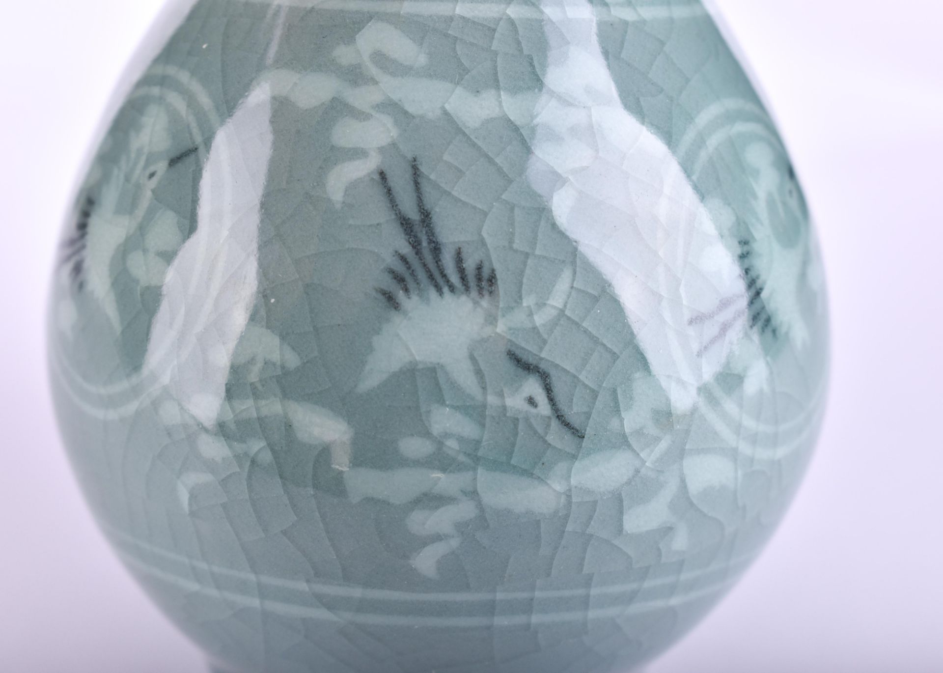 Korean celadon vase with cranes - Image 3 of 5