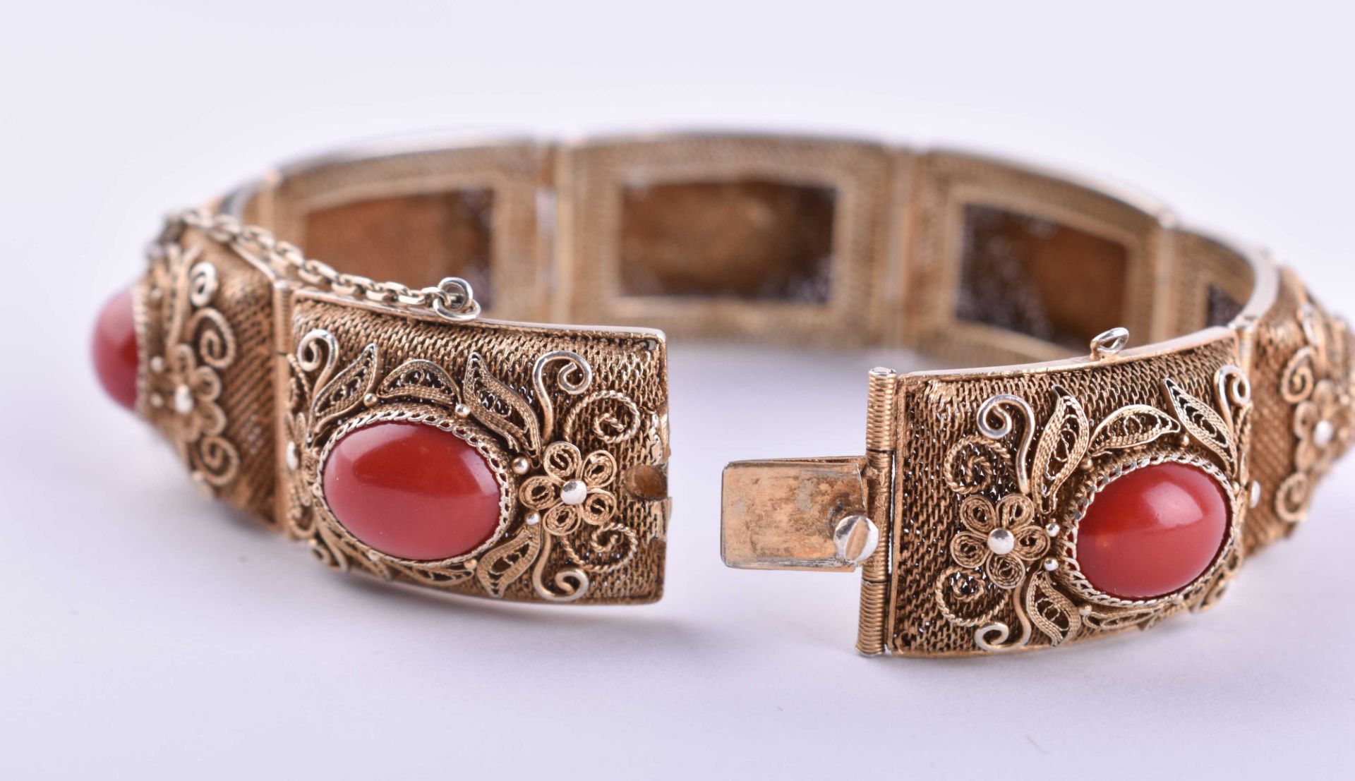 filigranes Silberarmband mit Korallen  - Bild 6 aus 6