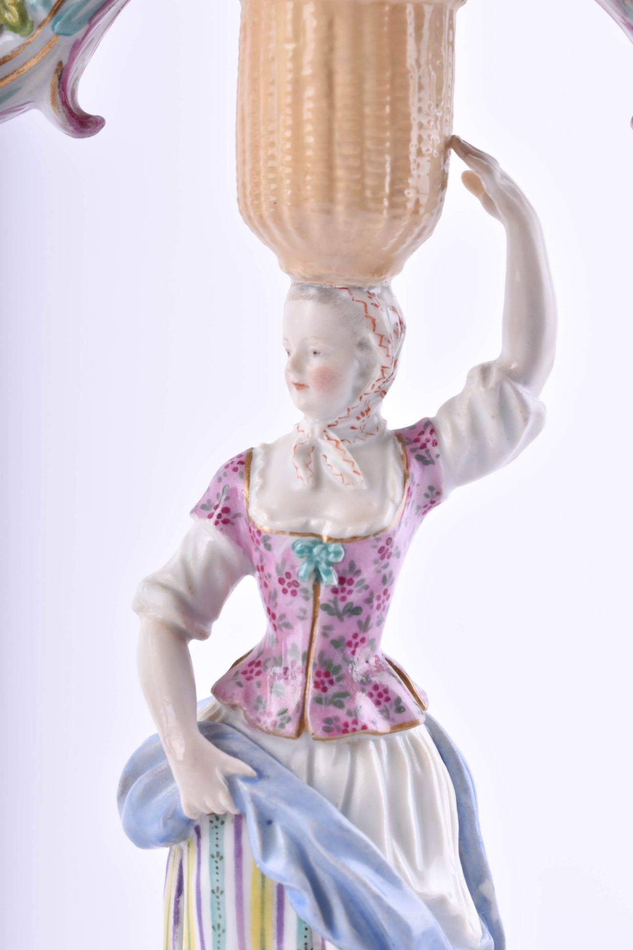  figural pair of candlesticks Meissen 19th century - Image 5 of 7