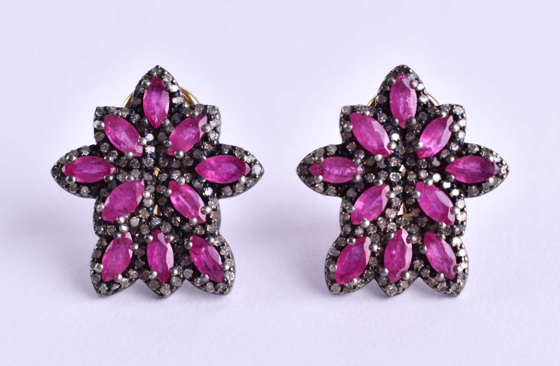  Pair of Russian ruby ​​earrings
