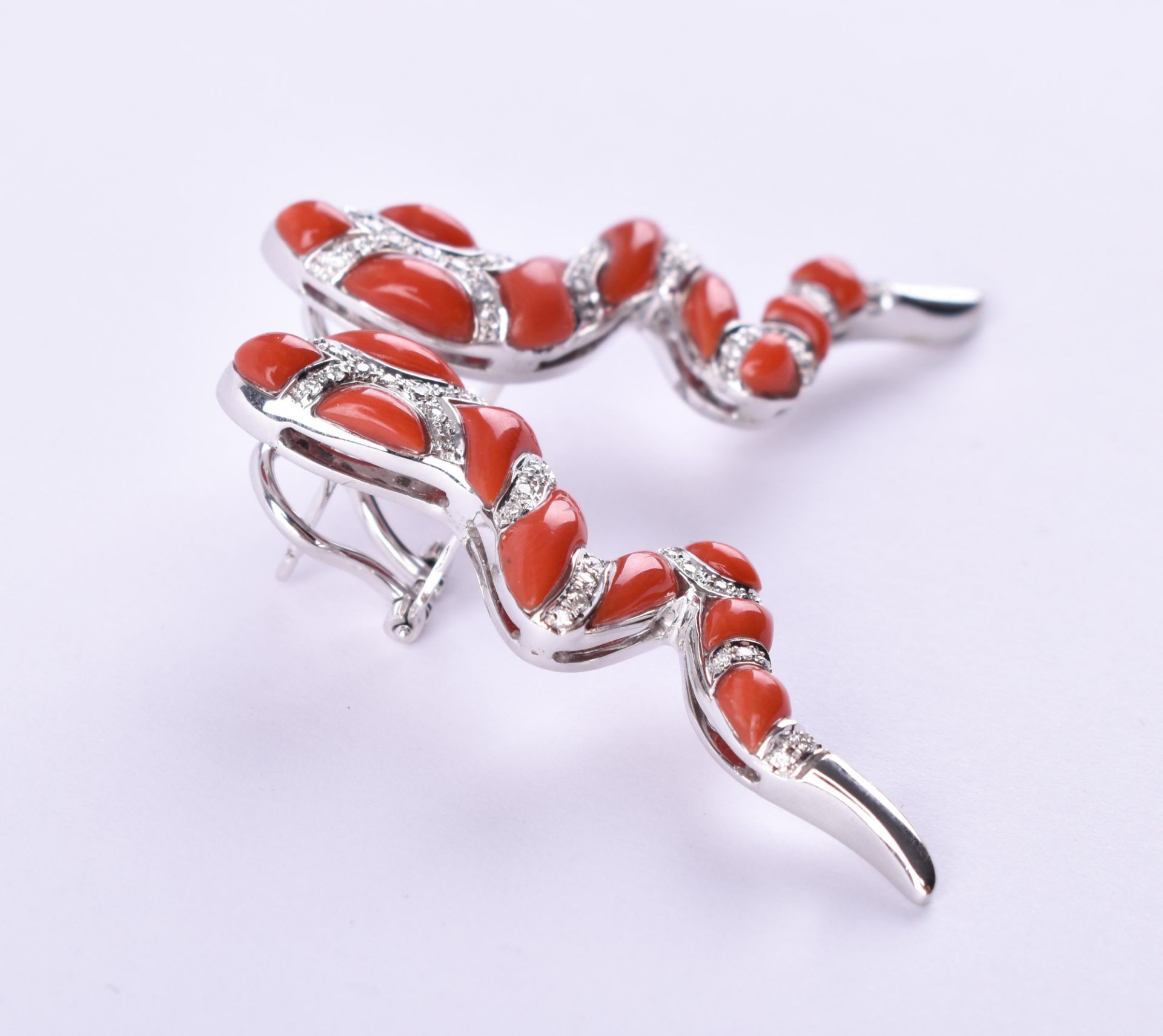  Coral diamond earrings - Image 2 of 5