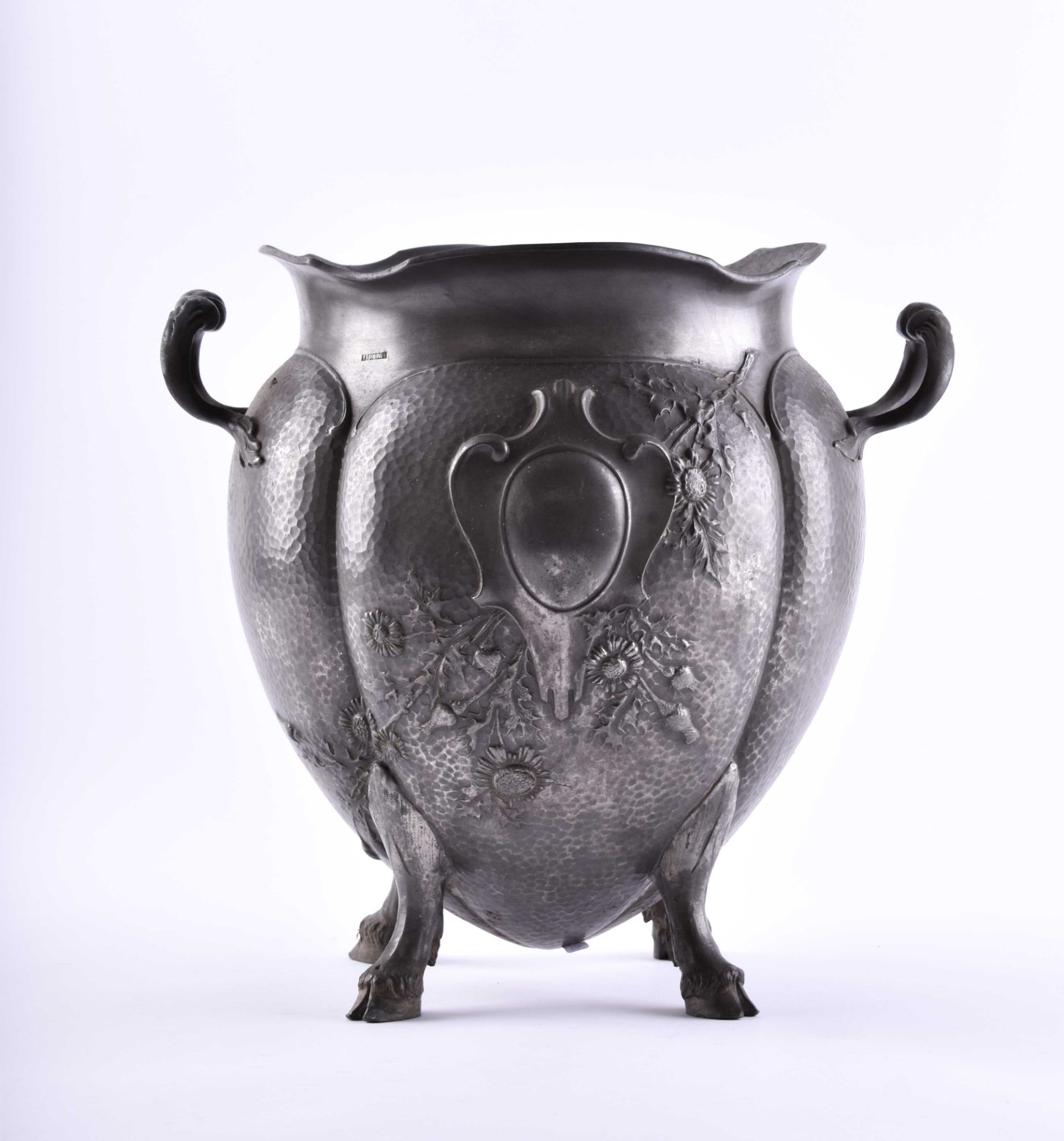  Art Nouveau pewter vessel - Image 3 of 6