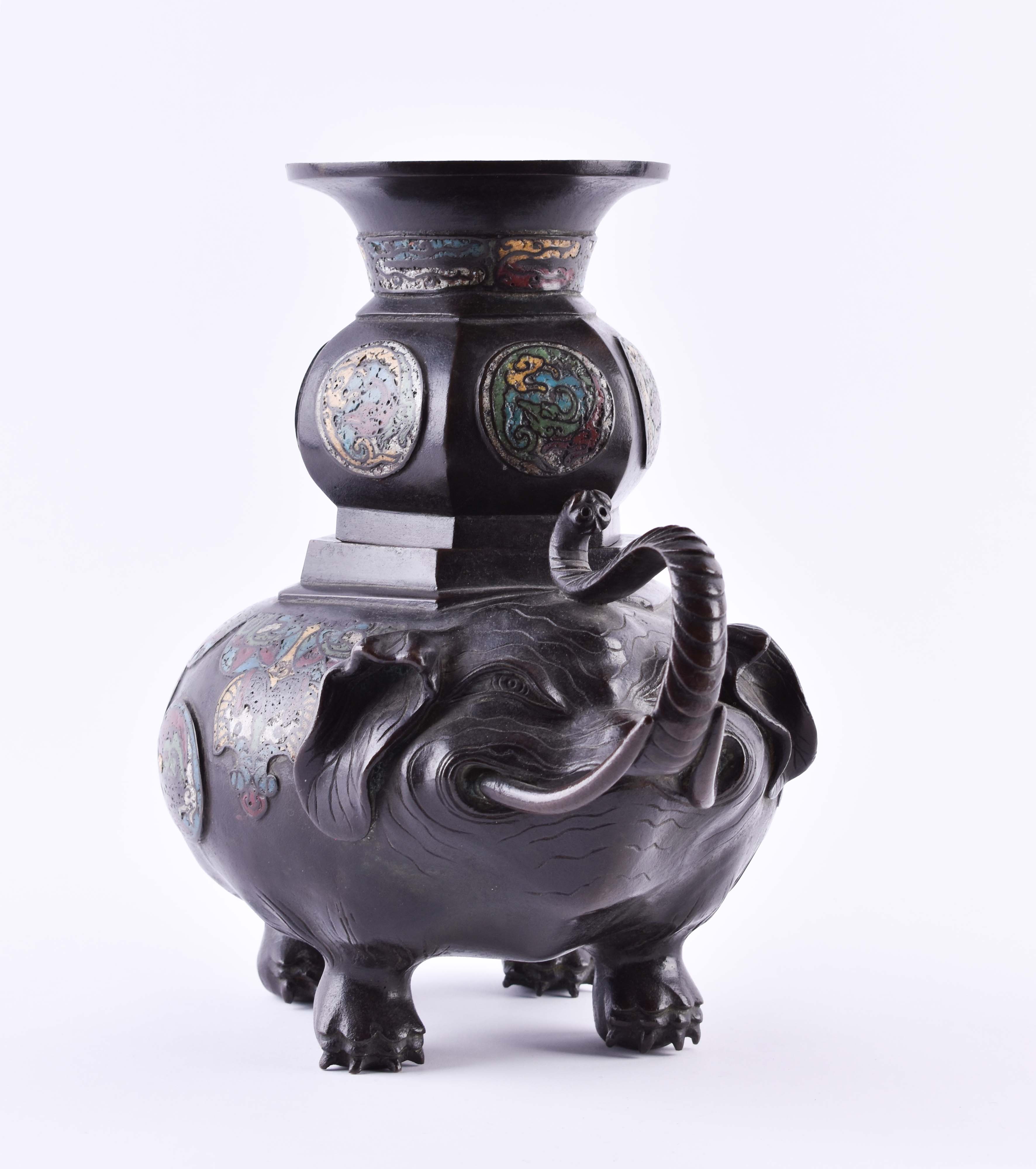  Figurative cloisonne Koro China Qing dynasty - Image 5 of 10