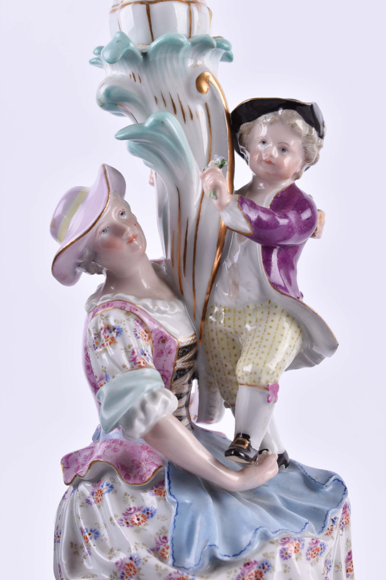  Pair of candlesticks Meissen 19th century - Image 6 of 8