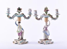  figural pair of candlesticks Meissen 19th century