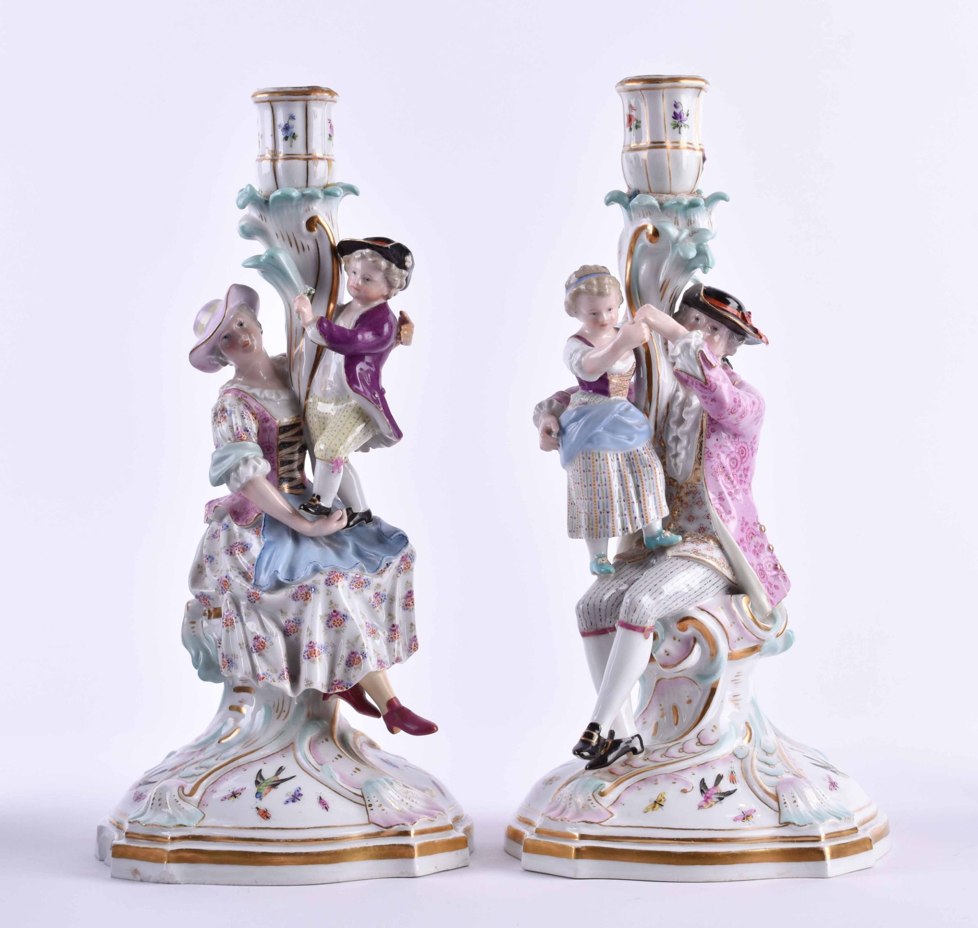  Pair of candlesticks Meissen 19th century - Image 2 of 8