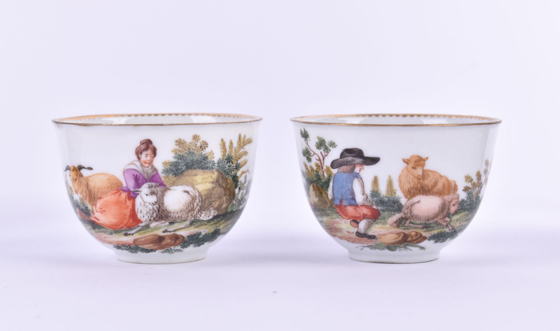  Pair of cups Meissen Markolini time - Image 2 of 6