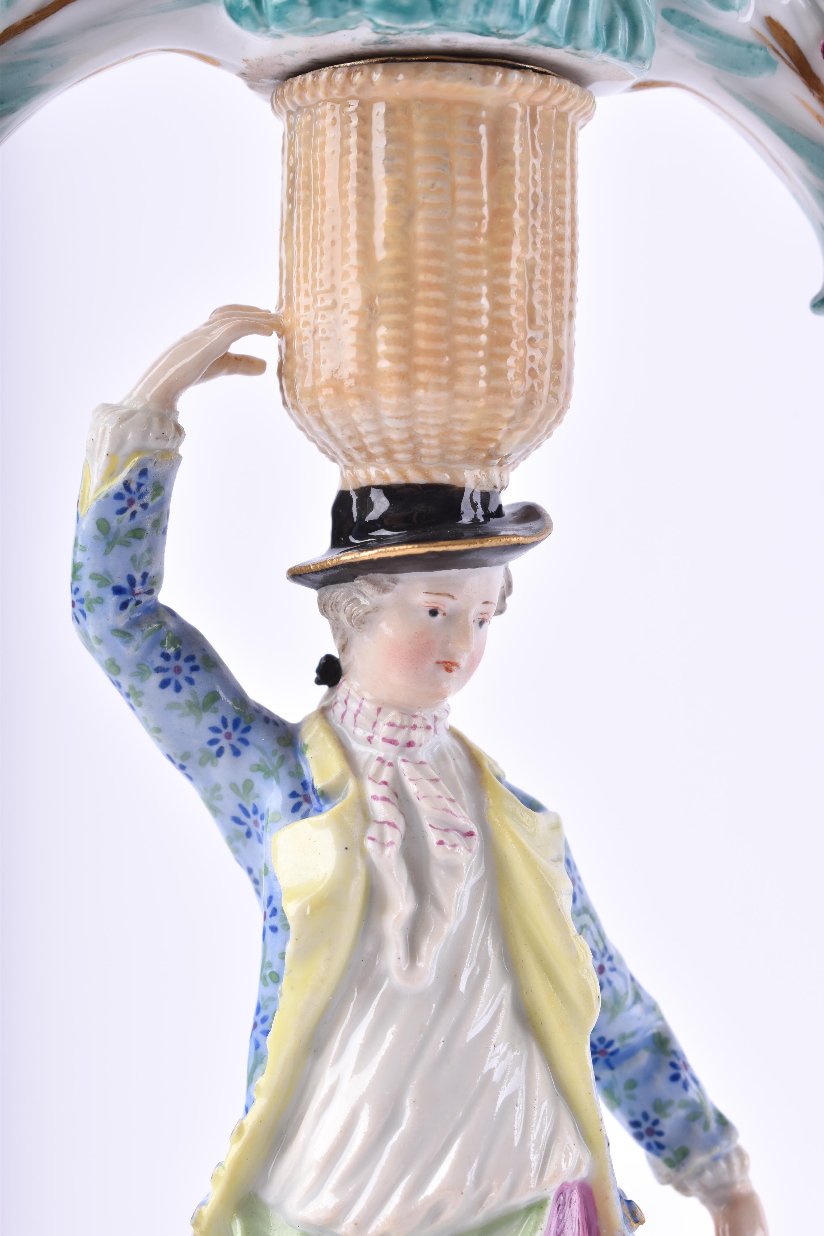  figural pair of candlesticks Meissen 19th century - Image 5 of 9