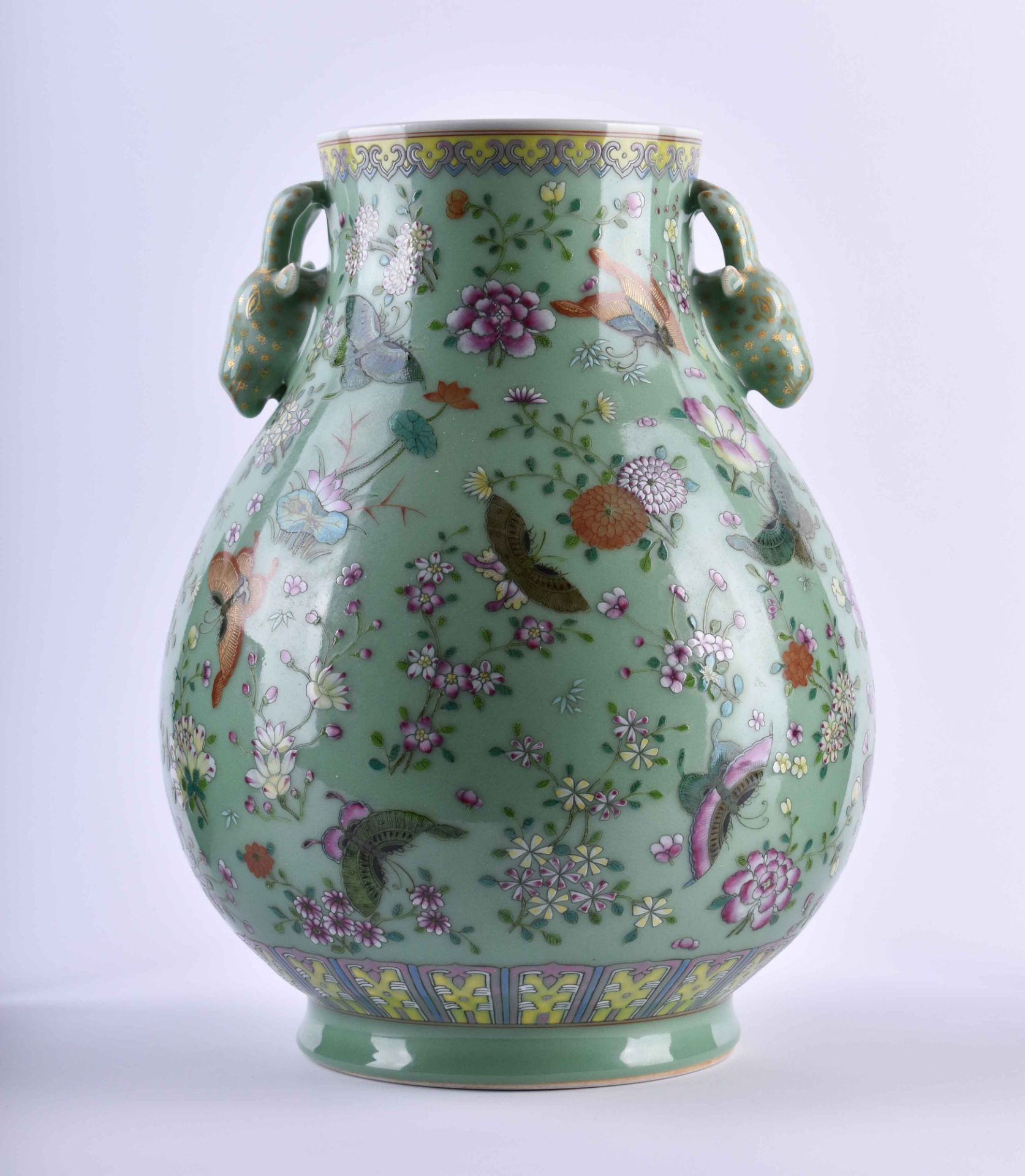 Seladon Famille Rose Vase China  - Bild 4 aus 8