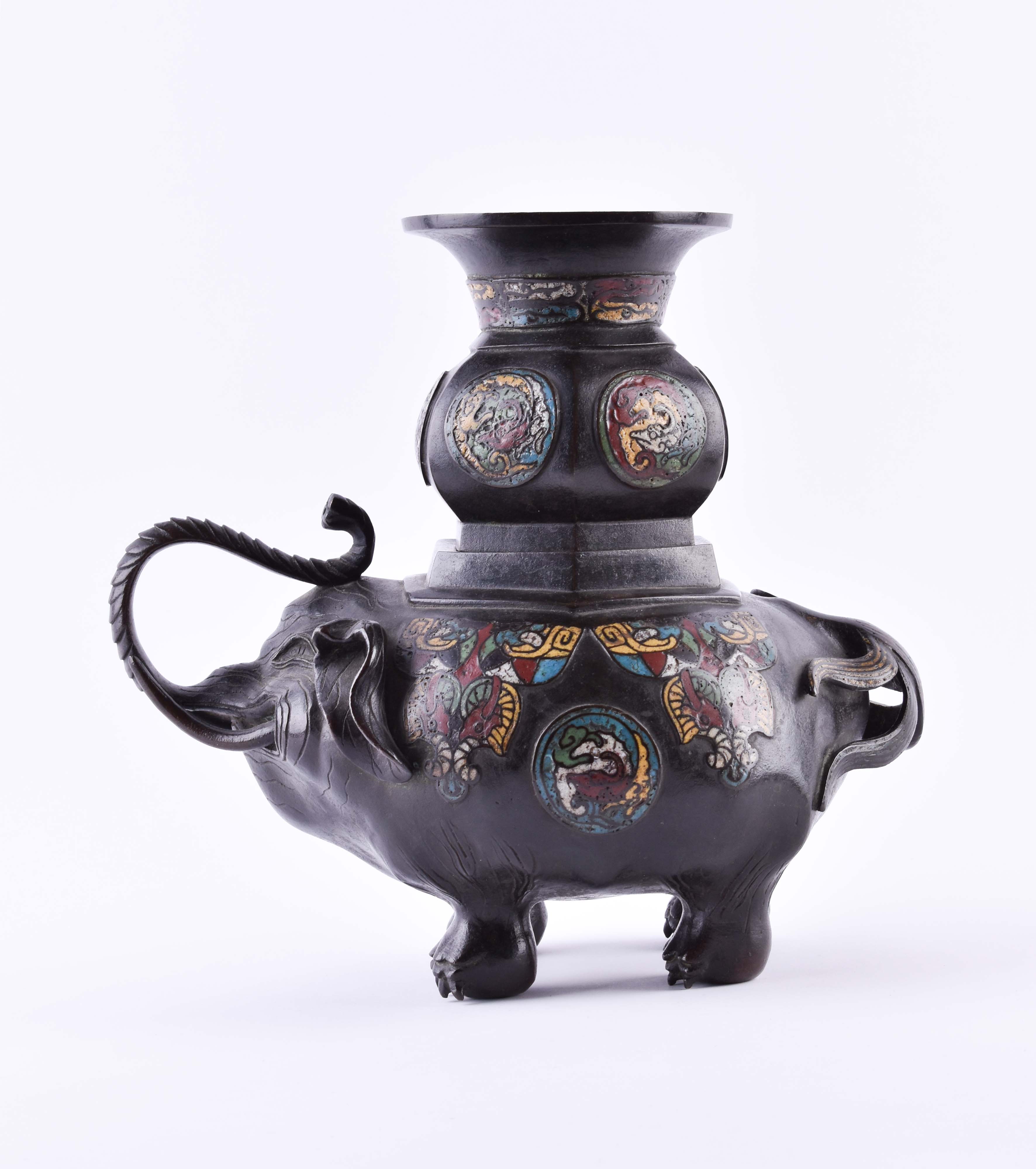  Figurative cloisonne Koro China Qing dynasty - Image 4 of 10