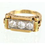 Art Deko Diamant Ring 0,75 ct. GG 585punziert Gelbgold 585 (14 Karat), ca. 4,8 Gramm,