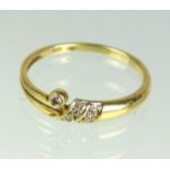 Brillant Ring GG 585punziert Gelbgold 585 (14 Karat), ca. 1,8 Gramm, dezent gedreht ge