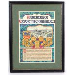 Radeberger Export Bierbrauereifarbig lithographiertes Werbeplakat mit Farbikansicht u.