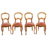 4 Louis-Philippe StühleBuche, trapezförmige leicht gerundete sowie gepolsterte Sitzf