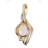 Design Opal Brillant Anhänger GG 585punziert Gelbgold 585 (14 Karat), ca. 3,5 Gramm,