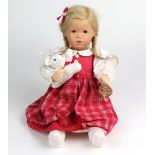 Käthe Kruse-Puppemit Original Etikett u. Bekleidung, neuztl., L ca. 33 cm, mit blonde