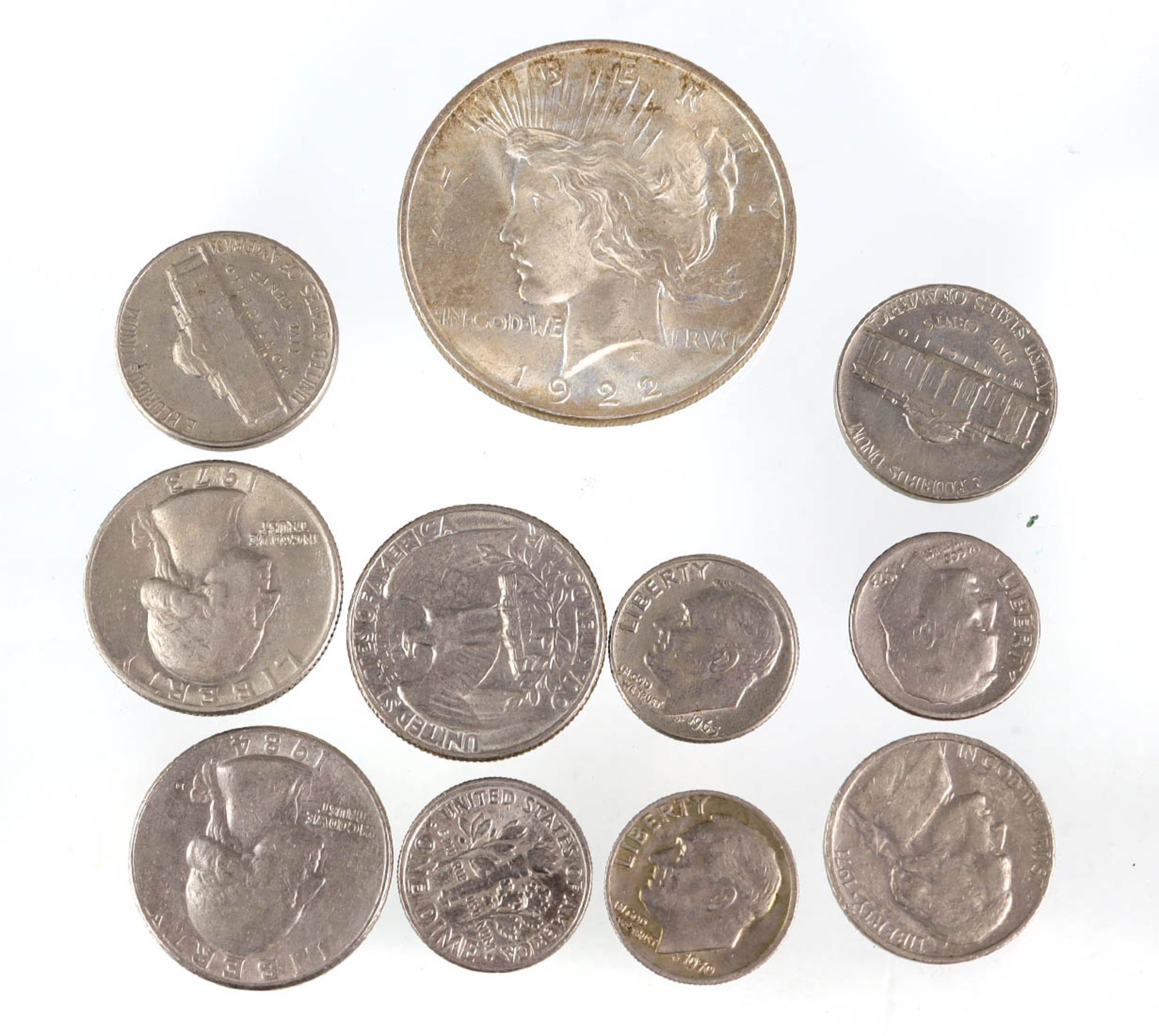 Peace Dollar Philadelphia 1922 u.a.Silber, One Dollar 1922, sitzender Weißkopfseeadle