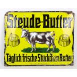 Emailleschild *Steude Butter* Chemnitzquerrechteckige leicht gewölbte Form mit 4 Eckb