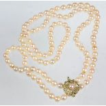 lange Akoya Perlenkette mit Clipendlos gearbeitet, echte, weiße Salzwasser Zuchtperle