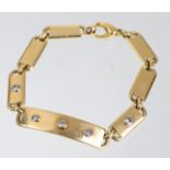 Brillant Armband GG 750/585punziert Gelbgold 585 (14 Karat) sowie Signet, Karabiner pu