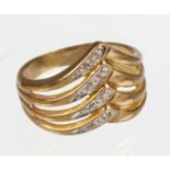 Diamant Ring GG 333punziert Gelbgold 333 (8 Karat), ca. 4,6 Gramm, vierfach geteilter
