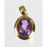 Anhänger mit Amethyst GG 333punziert Gelbgold 333 (8 Karat), ca. 1,5 Gramm, Anhänger