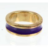 Emaille Ring Silber 925punziert u. vergoldet, ca. 10,2 Gramm, Bandring von ca. 8 mm Br