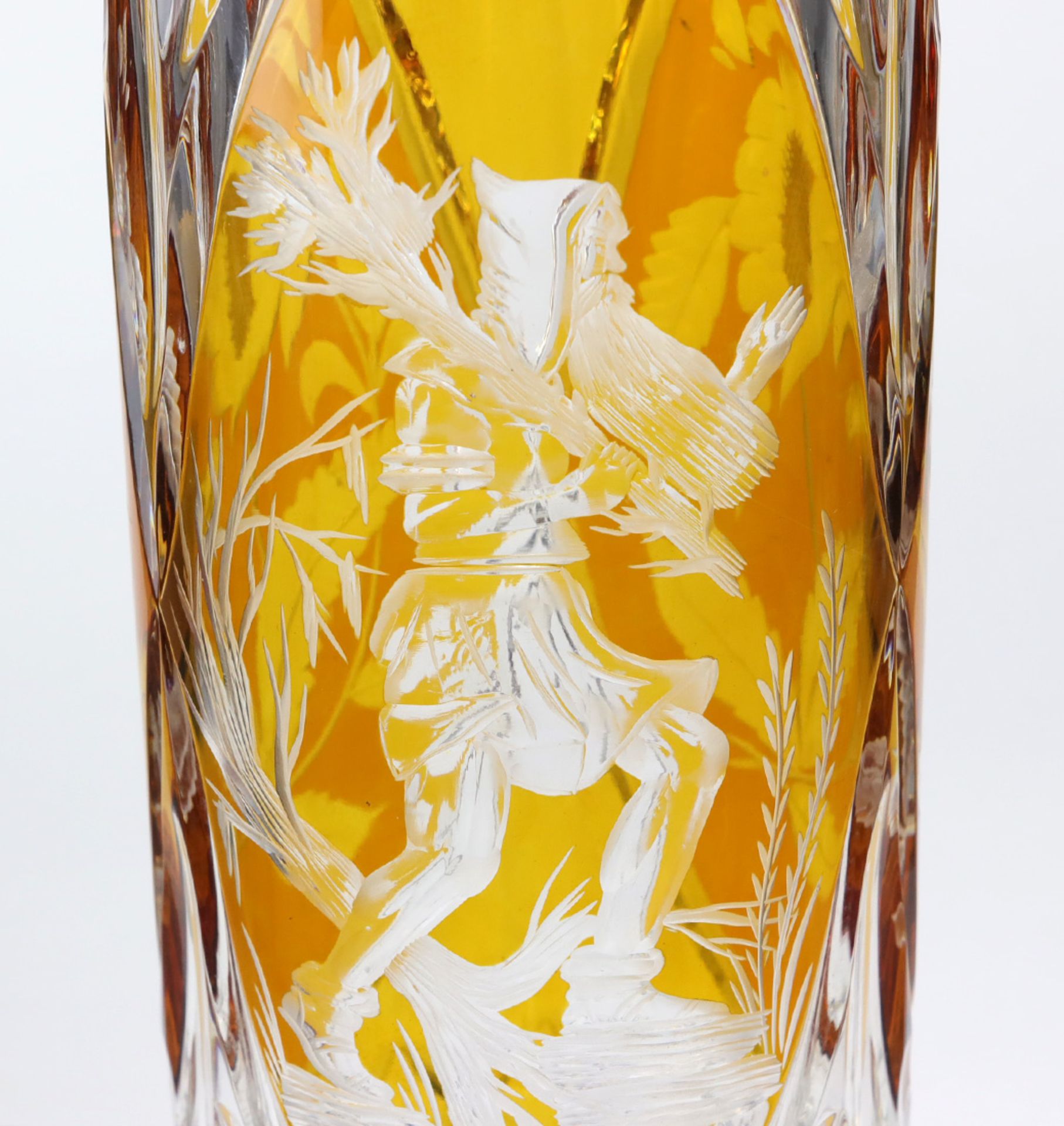 Stangenvase mit Rübezahlfarbloses Kristallglas mundgeblasen, partiell bernsteinfarbig - Bild 2 aus 2
