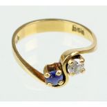 Brillant Saphir Ring GG 585punziert Gelbgold 585 (14 Karat), ca. 2,8 Gramm, gewellter