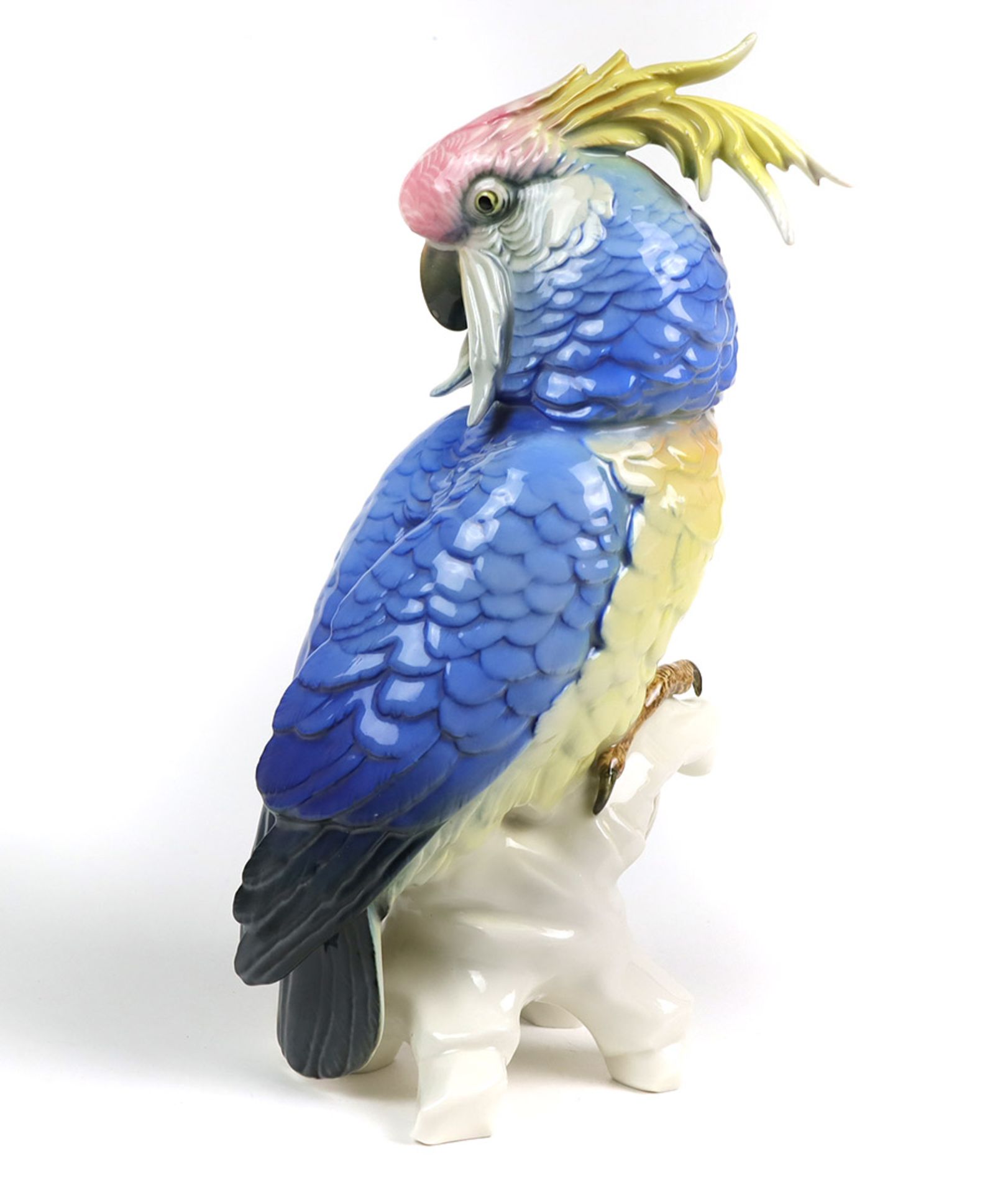 großer Papagei EnsPorzellan mit unterglasurgrüner Manufakturmarke Porzellanfabrik K - Image 3 of 4