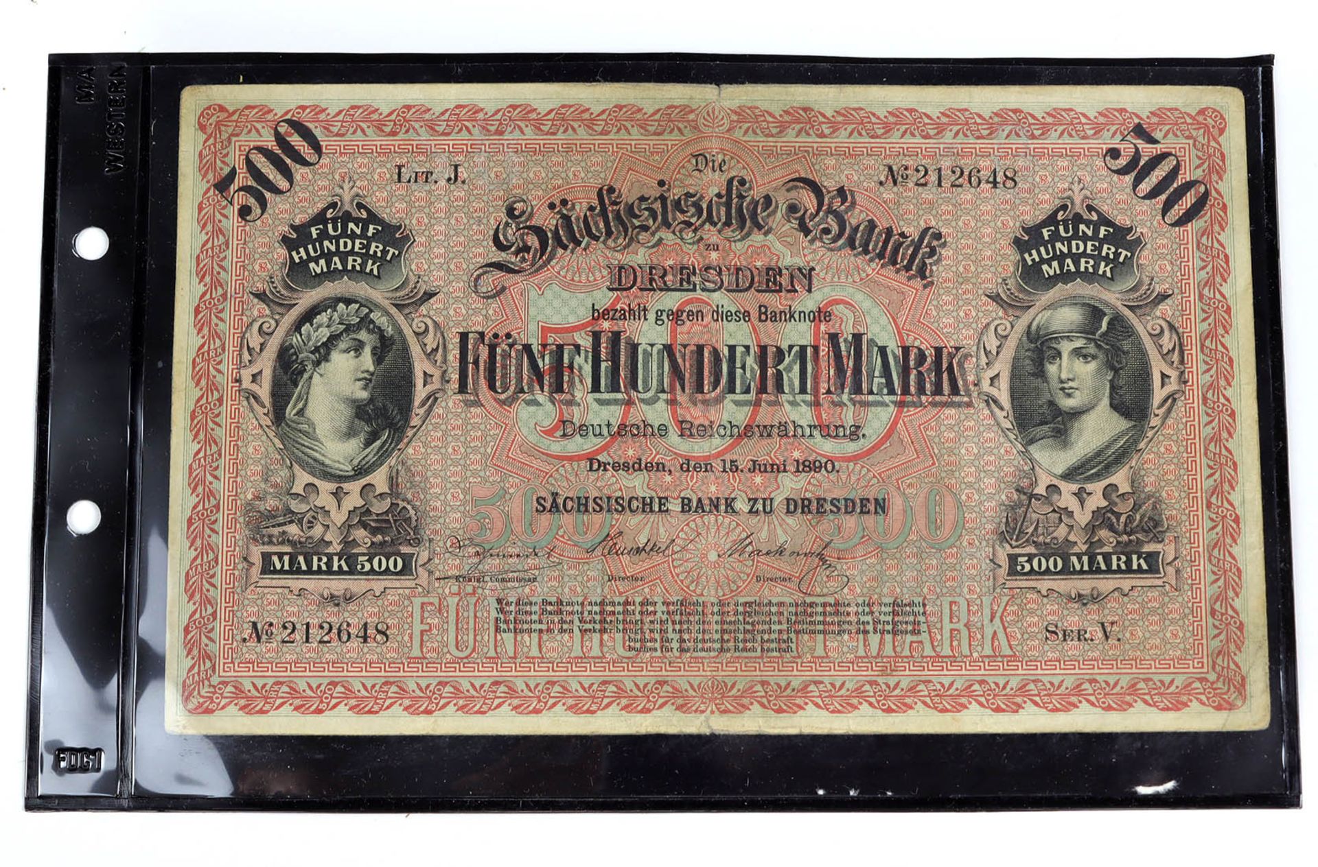 2 x 500 Mark Sächsische Bank zu Dresden15. Juni 1890 und 2. Januar 1911, Deutsche Re