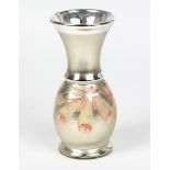 Bauernsilber Vase um 1900farbloses innen versilbertes Glas, mundgeblasen, verschlossen