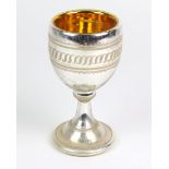 Bauernsilber Pokal um 1900farbloses innen komplett versilbertes Glas mundgeblasen, Bod