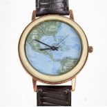 *Fossil* Armbanduhr 1. Serie 1987 Sammler Armbanduhr BW-6712, mit Landkarte Nord und Süd America, Ø