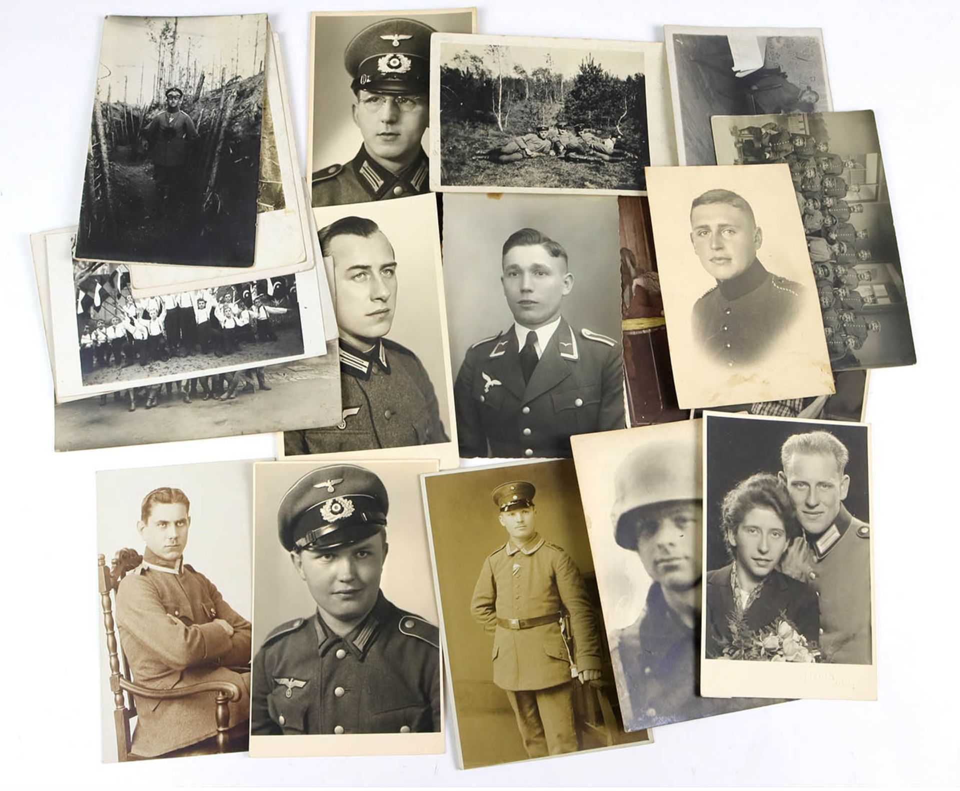 Posten Militär Fotos 1. und 2. WKSW Photos mit Aufnahmen Portrait- u. Gruppenaufnahme