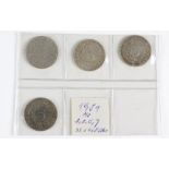 4 x 5 DM Silberadler 1951Silber, 4 Stück der bundesdeutschen Legende aus dem Jahre 19