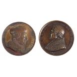 2 Medaillen ItalienVatikan Kirchenstaat, Bronze mit Brustbild von Papst Pius IX. (184