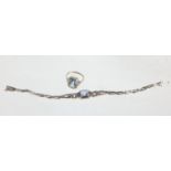 Art Deko Armband und Ring Silberbeides punziert 935, ca. 12,1 Gramm, klassische Art De