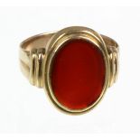 Karneol Herren Ring 333punziert Gelbgold 333 (8 Karat), ca. 3,8 Gramm, quer zur Ringsc