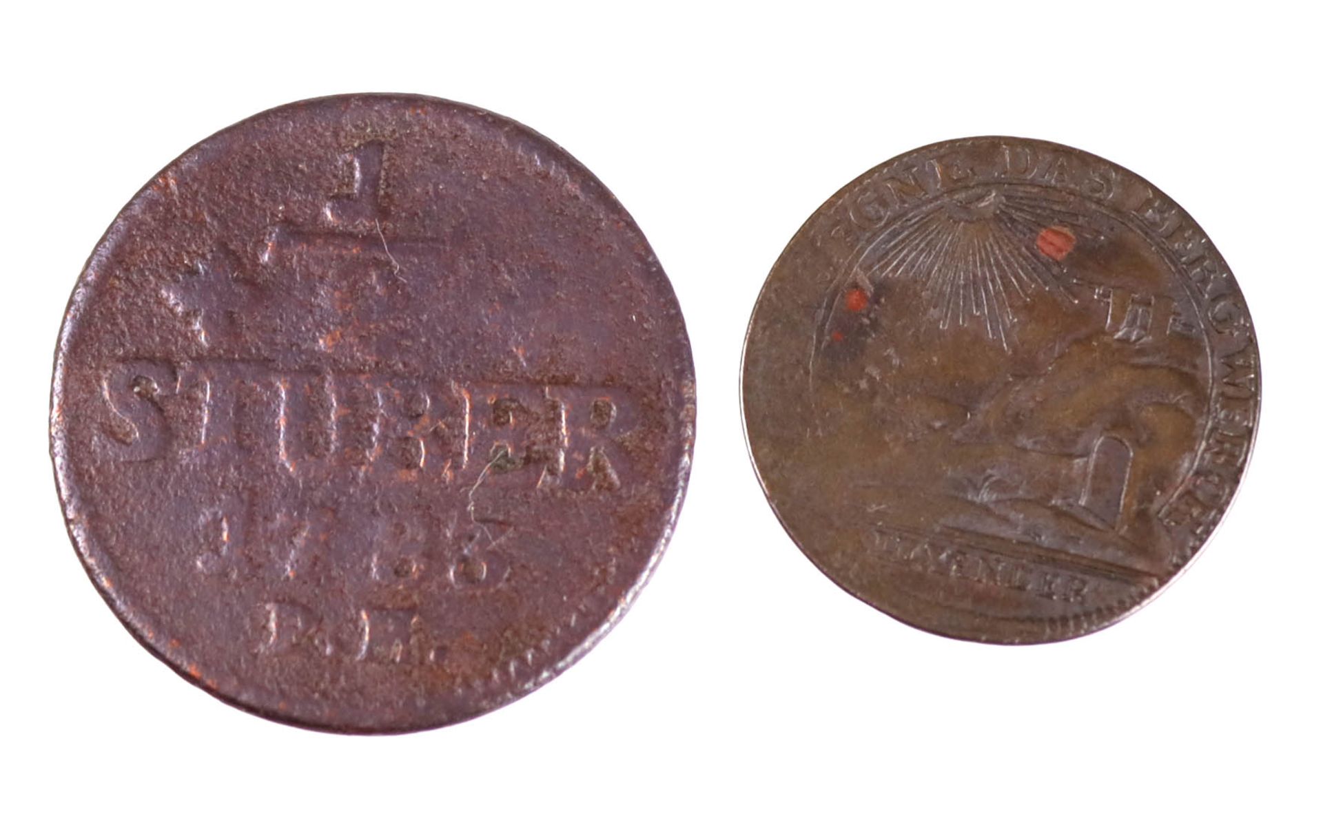 2 Bergische Stüber 1752 /832 Kleingroschenmünzen des Herzogtum Jülich -Berg unter d