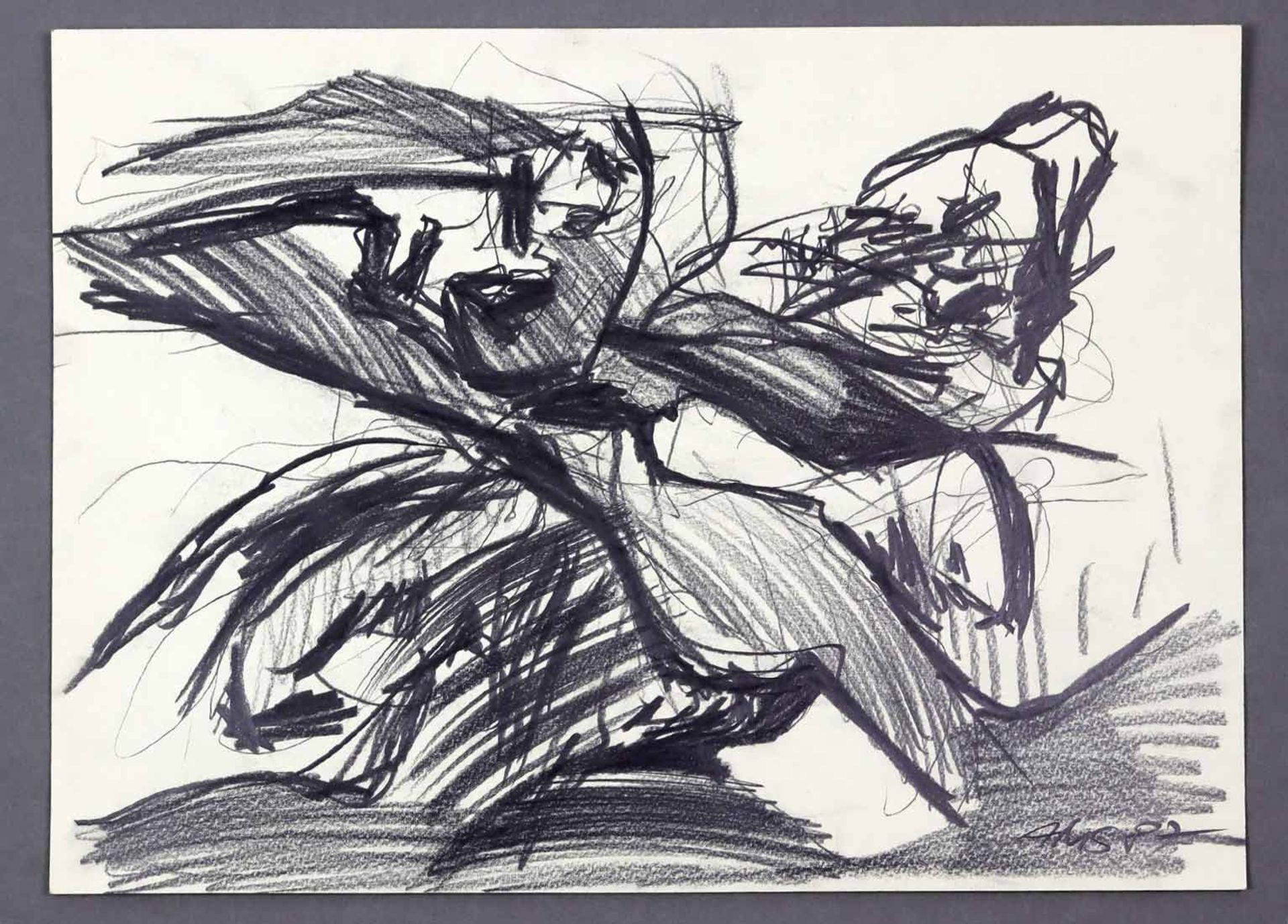 abstrakte Komposition - Stelzer, Andreas 1987Kohlezeichnung, rechts unten signiert mon