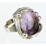 Design Ring mit Amethystpunziert Handmade Chronica Denmark, ca. 24,4 Gramm, Statement