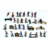 Posten Eisenbahn MiniaturfigurenZinn farbig gefasst, Konvolut von 28 verschiedenen Min