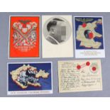 5 patriotische Karten III. Reichüberwiegend farbig lithographierte unbeschriebene Gan
