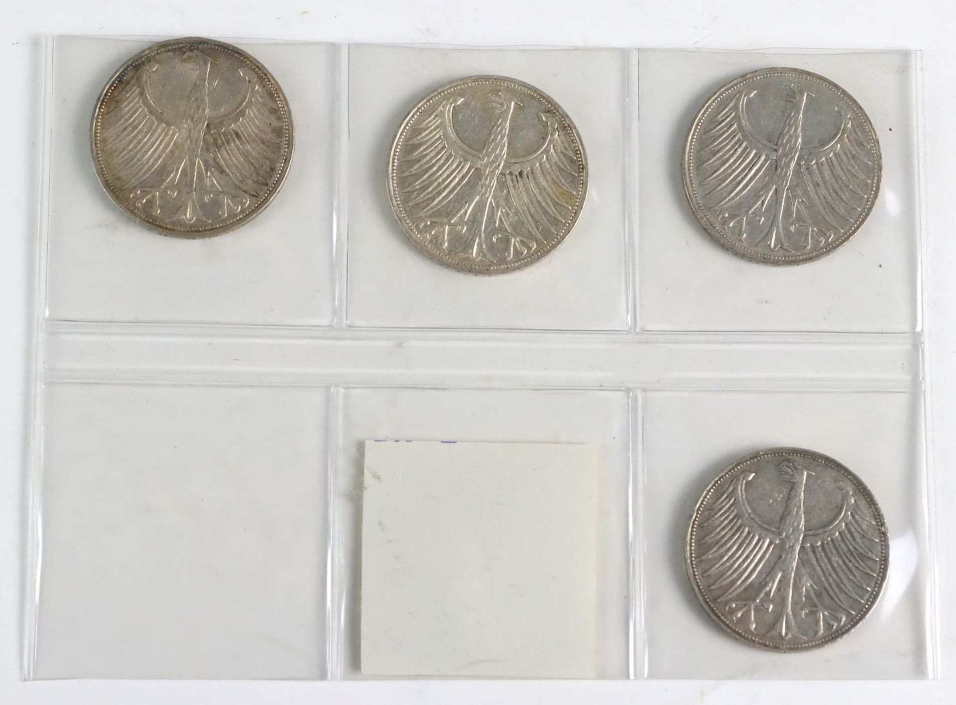 4 x 5 DM Silberadler 1951Silber, 4 Stück der bundesdeutschen Legende aus dem Jahre 19 - Bild 2 aus 2