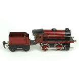 Märklin Schlepptenderlok R970Blech schwarz rot lackiert, gemarkt Märklin bis 1929, z