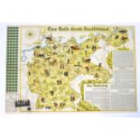 Eine Reise durch DeutschlandWürfelspiel, fabrbiger Faltplan von Deutschland, ca. 85x6