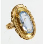 Blautopas Ring GG 585punziert Gelbgold 585 (14 Karat), ca. 5,55 Gramm, quer zur Ringsc